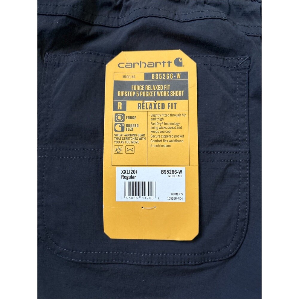 Carhartt Women's Force Relaxed Fit Ripstop 5 Pocket Work Short Black 2XL XXL New - Picture 4 of 5
